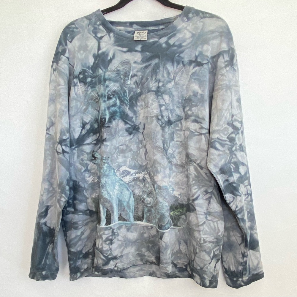 Back to Earth nature Men's Blue-Gray Tie-Dye Long Sleeve Shirt